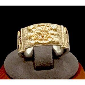 Roderick Tenorio RMT Sterling Silver And 14K Yellow Gold Ring 8.9 Gms Size 7.5